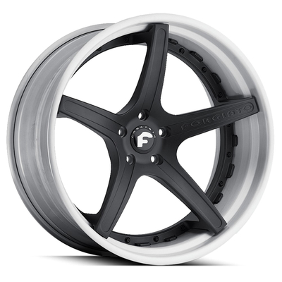 Flusso-T Forgiato forjou as rodas com bordo Matt Black Face de Chrome