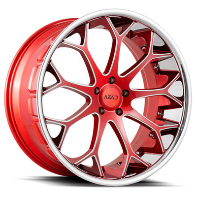 O automóvel desconcertado da forja de Monoblock 2PC 3PC roda vermelho dos doces moído com Chrome